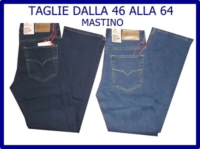 Jeans Uomo Elasticizzato Taglie Forti Vita Alta Pantaloni Mastino Regular Fit 48