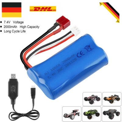 7,4 V 2000mAh Wiederaufladbare Li-Ion Akkus Batterie Akku Ladegerät USB für Auto - Bild 1 von 4