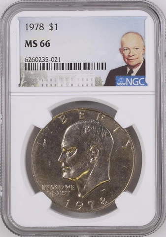 1978-P $1 Eisenhower Dollar Clad Near-Superb BU NGC MS66 Low Pop R4 High Grades Cover