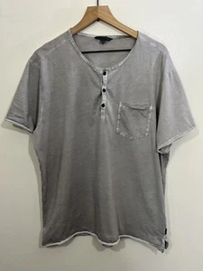 John Varvatos Rex Cotton Henley Shirt XL Laid Back Minimalist Normcore Luxe Gray - Picture 1 of 14