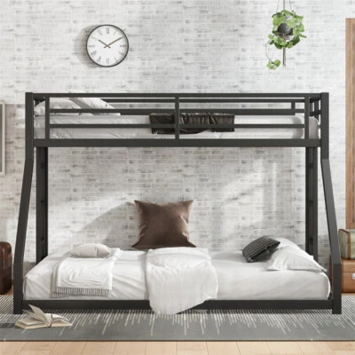 Metal Twin XL over Queen Bunk Bed for Teens Adults,Space-Saving Bed Frame Black - Image 1 of 4