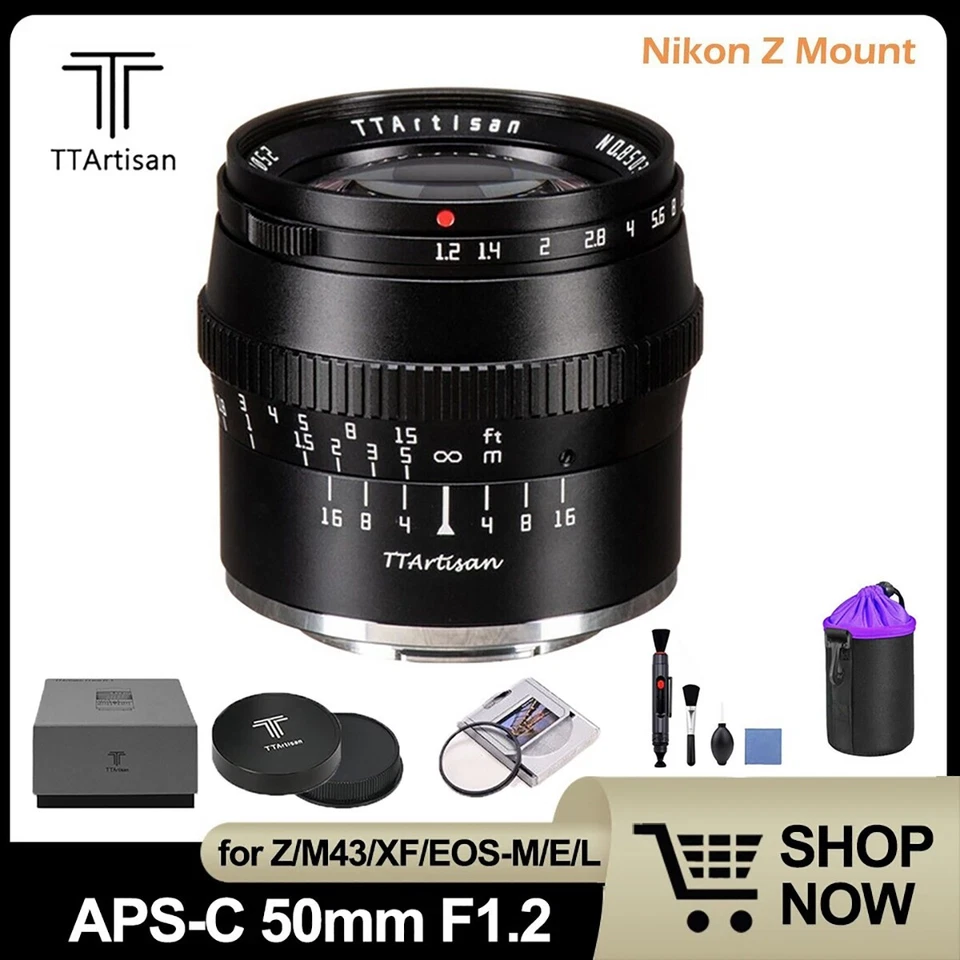 TTARTISAN 50mm F1.2 APS-C Lens for Nikon Z Mount Cameras Z6 Z7 Z6II Z7II Z250 - Image 1 of 4