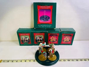 Hallmark Carousel & Horses Christmas Ornaments Set Of 4 Horses & Stand 1989 - Picture 1 of 16