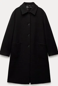 NWT ZARA Woman Manteco Wool Straight Cut Coat ZW Collection 8934/745 Size S - Picture 1 of 5