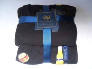 Club Room 2-Piece Garment Navy Food Print Pajama Set M Sleepwear New - Picture 1 of 17