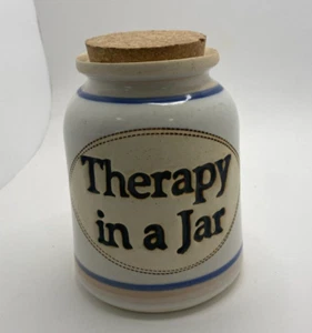 VTG Therapy In A Jar Dr. Brophy’s Word Cork Top 1998 Thrown Pottery Sign Treats - Picture 1 of 12