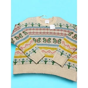 No Comments Plus Sweater Butterflies Flowers Cactus Acrylic Size 3X NWT - Picture 1 of 5