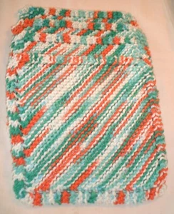 4 HANDGEMACHTE GESTRICKTE GESCHIRRTÜCHER 100 % BAUMWOLLE 8" mal 8" Dekor Küche - Bild 1 von 1