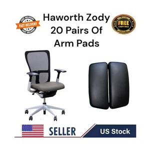 20 Pairs Of Haworth Zody Replacement Black Arm Pads - Picture 1 of 4