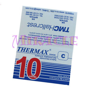 10 strips/pack THERMAX Temperature Label 10 Level Range C 132-182°C/270-360℉