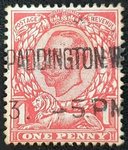 GB GV 1912 SG345a 1d Scarlet, Wmk Simple Cypher Worn Cross on Crown used /S4881/ - Picture 1 of 2