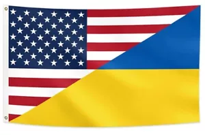 3X5 USA American Ukraine Friendship Combo 3'x5' Polyester Flag Banner 100D - Picture 1 of 3