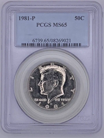 1981-P Kennedy Half Dollar PCGS Graded MS65 Cover