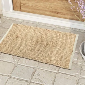 2x3 Jute Cotton Hand Woven Rug | Braided Doormat, Boho, Rustic, Natural Jute/... - Bild 1 von 7