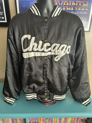 ПОТЕРТАЯ РЕДКАЯ винтажная атласная куртка-бомбер Renegade Chicago Script XL MLB 90-е Y2K - Изображение 1 из 4