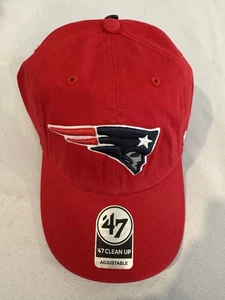 '47 Brand New England Patriots NFL Red Logo Clean Up Adjustable Dad Hat Cap - Bild 1 von 5