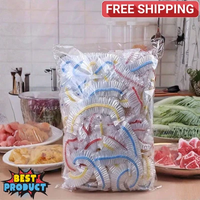 Cubierta de comida desechable de plástico 100 piezas cubiertas elásticas para taza de frutero Foto 1 de 4