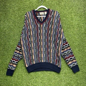 Vintage Cotton Traders 3D Strick Pullover Herren Large Coogi Stil Grobstrick 90er y2k - Bild 1 von 10