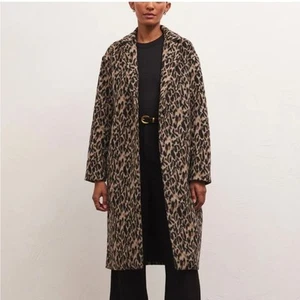 Z supply Dylan Animal Coat wool trench long leopard winter jacket statement boho - Picture 1 of 16