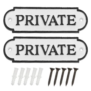 AuldHome Design Cast Iron Private Signs (2-Pack); Rustic Style Restricted Are... - Picture 1 of 9