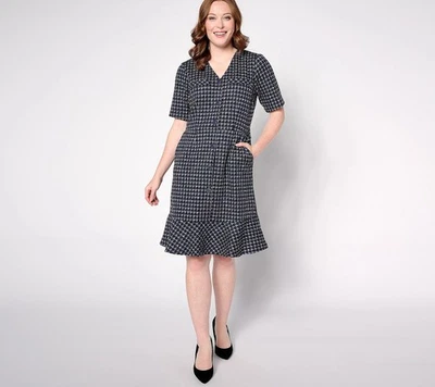 Isaac Mizrahi Live! Маленький шениль пряжи трикотажа Твид платье темно-синий L новый - Изображение 1 из 2