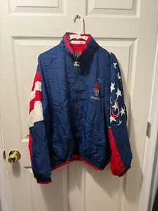 1996 Olympics Atlanta USA Flag Windbreaker Vintage Starter Jacket Men Large Blue - Bild 1 von 5