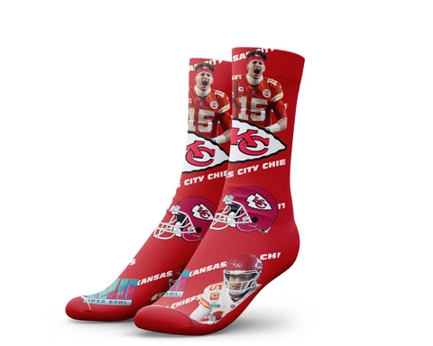 kansas city chiefs socks, patrick mahomes, superbowl champions 2023, men M/L Cover