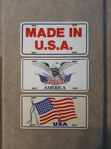 3 Plastic Automobile License Plate Tag Topper Signs American Flag USA Eagle - Picture 1 of 7