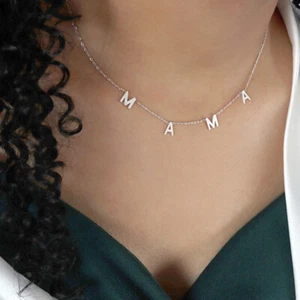 Stainless Steel Mama Letters Necklace Mother's Day Mom Pendant Chain Women Gifts - Picture 1 of 17