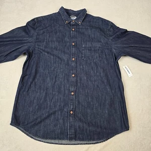 Old Navy Denim Shirt Mens Extra Large Button Down Slim Fit Dark Wash Casual Jean - Picture 1 of 12