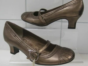 Steampunk victoriana SHOES 3 gold HUSH PUPPIES 36 bronze metallic retro PASTRY - Picture 1 of 8