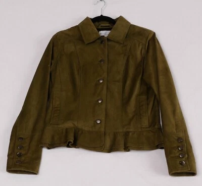 Elliott Lauren Jacket Womens Size 10 Moss Green Suede Cropped Peplum Basic Coat - Image 1 of 4
