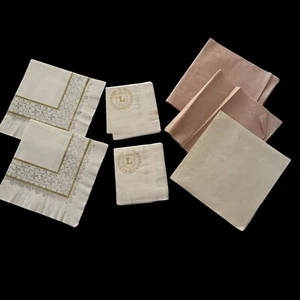 Vintage Papier Party Servietten Menge 7 Uni Formell Rosa Weiß - Bild 1 von 8