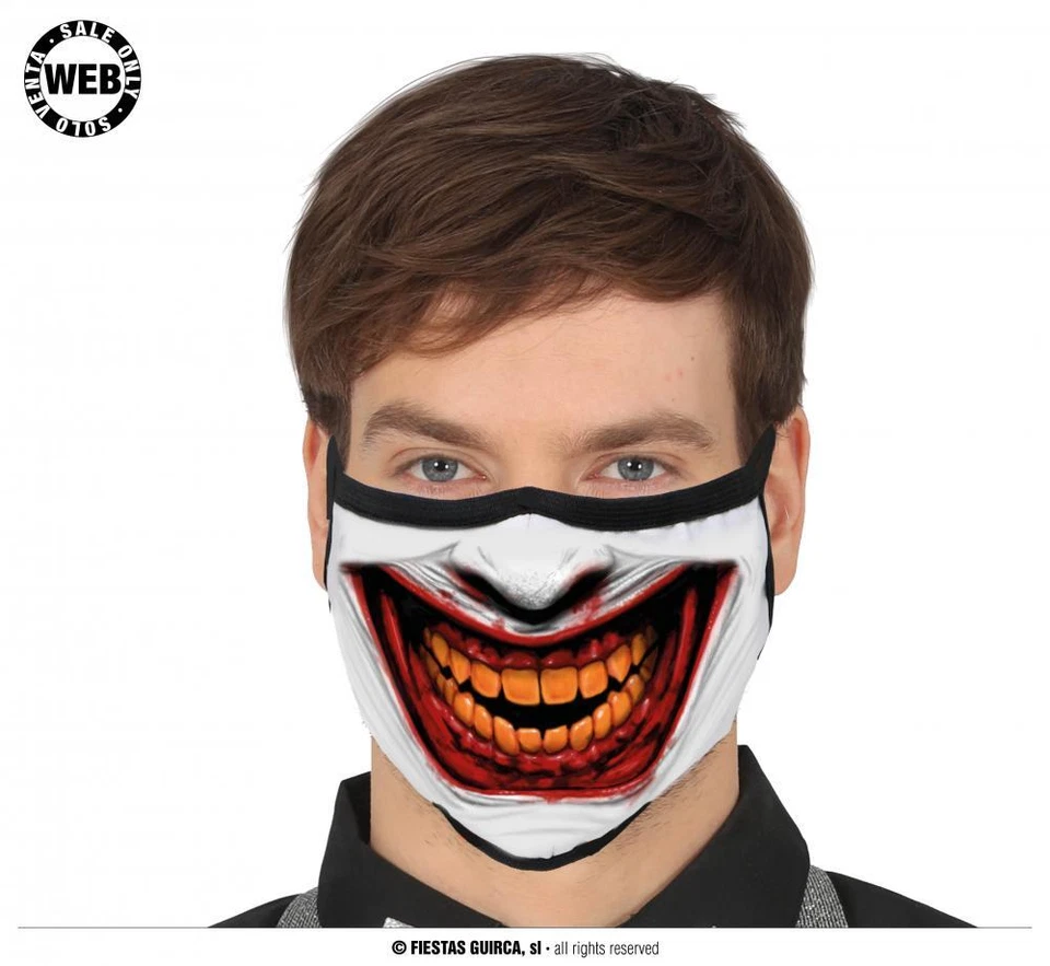 Maschera viso nera stampa bocca sorridente - Immagine 1 di 1