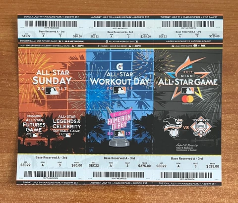 AARON JUDGE ALL-STAR GAME DEBUT - 2017 MLB BASEBALL FULL TICKET STRIP - TROUT Cover