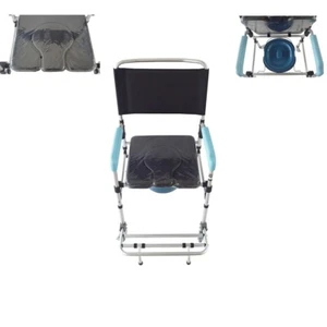 Mobile Shower Chair Bathroom Aid Stool Adult Potty Wheelchair Commode 330lbs - Picture 1 of 14