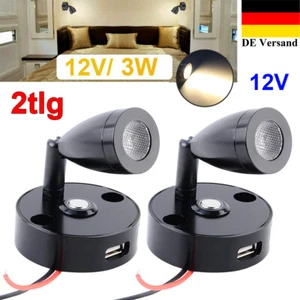 2x Touch Schalter LED Spot Leselampe USB Wohnmobil Wandleuchte Innenbeleuchtung - Bild 1 von 12