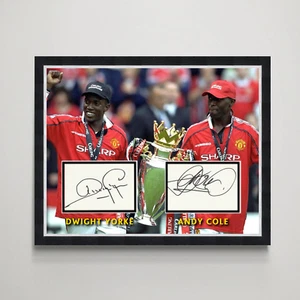 Dwight Yorke & Andy Cole - Manchester United Legends Framed Authentic Autograph - Picture 1 of 2