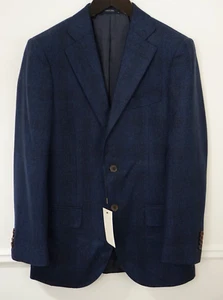Men Suitsupply Blazer Lazio Wool Flannel Plaid Blue  EU46 UK/US36 - Picture 1 of 7
