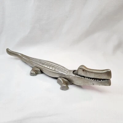 Vtg Cast Aluminum Alligator Nutcracker 2 Pc Crocodile 1980  - Image 1 of 4