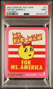 Pegatina Fleer MS. PAC-MAN MS. AMERICA 1981 #21 PSA 9 como nueva rara pop 1 ninguna superior - Imagen 1 de 4
