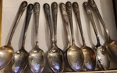 W.M. Lote de 10 cucharas presidenciales conmemorativas de plata Rogers  Foto 1 de 4