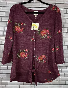 NWT Fig & Flower Anthropologie Floral Embroidered Blouse Size 2X Boho - Picture 1 of 5