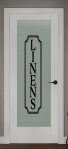 LINENS VINYL WALL DECAL GLASS DOOR Laundry Room DECOR VINYL LETTERING SIGN - Picture 1 of 2