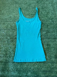 Aeropostale Tanktop Damen M Y2K 2000er gerippt blau süß Grunge Top MÄNGEL - Bild 1 von 7