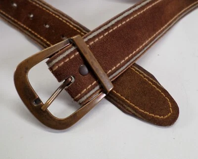 Cinturón de cuero de vaca dividido 40 gamuza marrón envejecido de colección Foto 1 de 4