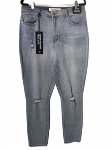 Ashley Mason Damengröße 17 hoher Bund Mom Distressed Denim Jeans Hose neu mit Etikett NEU - Bild 1 von 3
