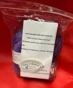 KARYS Summer Shibori Knit Scarf Kit with Beads - Purple - Picture 1 of 2
