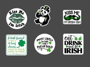 Paquete de pegatinas del día de San Patricio de 6 - 2,5"" - pegatinas felices trébol navideño irlandés - Imagen 1 de 1
