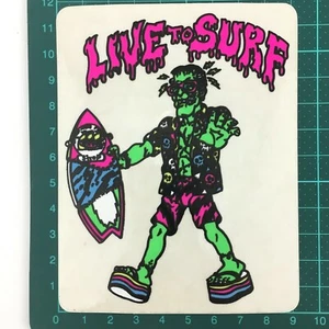 LIVE TO SURF ZOMBIE VINTAGE NOS SKATEBOARD STICKER TOWN & COUNTRY MAUI AND SONS - Picture 1 of 1